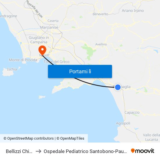 Bellizzi Chiesa to Ospedale Pediatrico Santobono-Pausillipon map