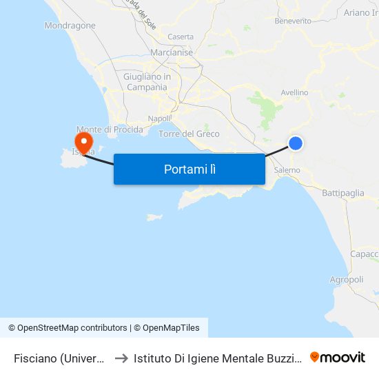 Fisciano (Università) to Istituto Di Igiene Mentale Buzziconia map