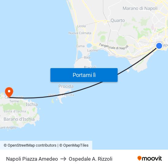 Napoli Piazza Amedeo to Ospedale A. Rizzoli map