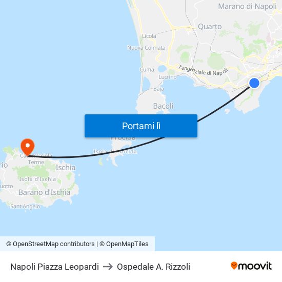 Napoli Piazza Leopardi to Ospedale A. Rizzoli map