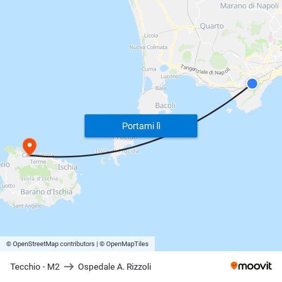 Tecchio - M2 to Ospedale A. Rizzoli map