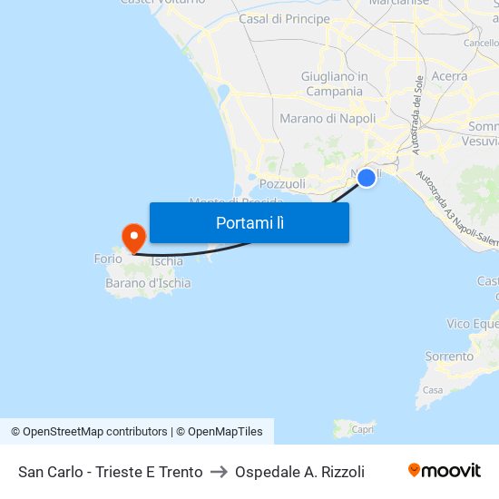 San Carlo - Trieste E Trento to Ospedale A. Rizzoli map