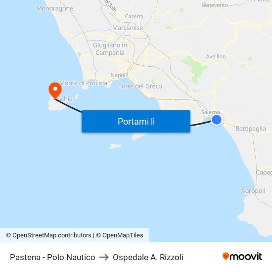 Pastena  - Polo Nautico to Ospedale A. Rizzoli map