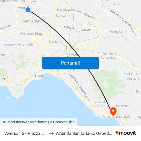 Aversa FS - Piazza Mazzini to Azienda Sanitaria-Ex Ospedale Civile map