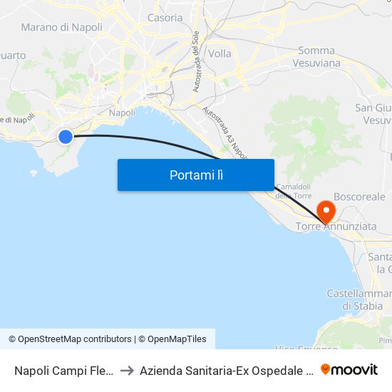 Napoli Campi Flegrei to Azienda Sanitaria-Ex Ospedale Civile map