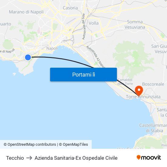 Tecchio to Azienda Sanitaria-Ex Ospedale Civile map