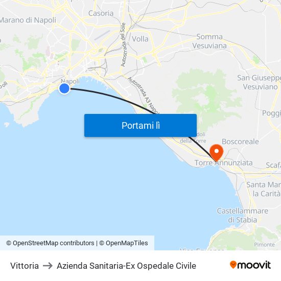 Vittoria to Azienda Sanitaria-Ex Ospedale Civile map