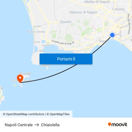 Napoli Centrale to Chiaiolella map