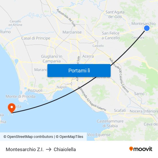 Montesarchio Z.I. to Chiaiolella map