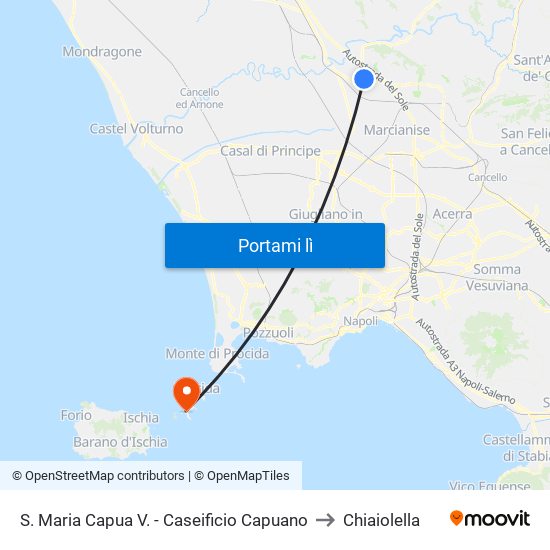 S. Maria Capua V. - Caseificio Capuano to Chiaiolella map