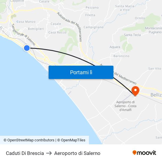 Caduti Di Brescia to Aeroporto di Salerno map