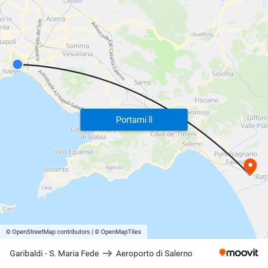 Garibaldi - S. Maria Fede to Aeroporto di Salerno map