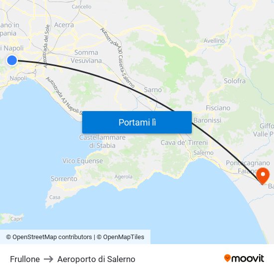 Frullone to Aeroporto di Salerno map