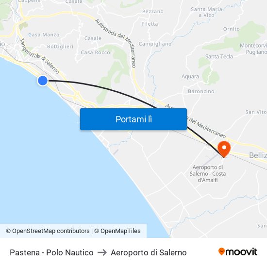 Pastena  - Polo Nautico to Aeroporto di Salerno map
