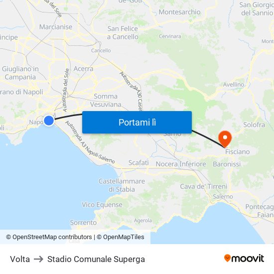 Volta to Stadio Comunale Superga map