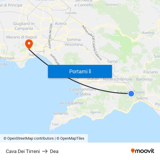 Cava Dei Tirreni to Dea map