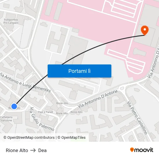 Rione Alto to Dea map