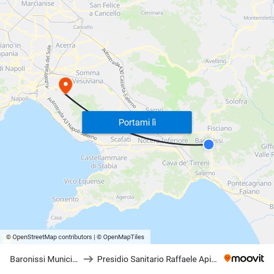Baronissi Municipio to Presidio Sanitario Raffaele Apicella map
