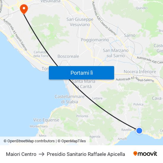 Maiori Centro to Presidio Sanitario Raffaele Apicella map