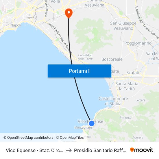 Vico Equense - Staz. Circumvesuviana to Presidio Sanitario Raffaele Apicella map