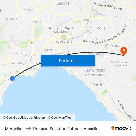 Mergellina to Presidio Sanitario Raffaele Apicella map