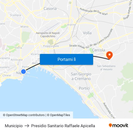 Municipio to Presidio Sanitario Raffaele Apicella map