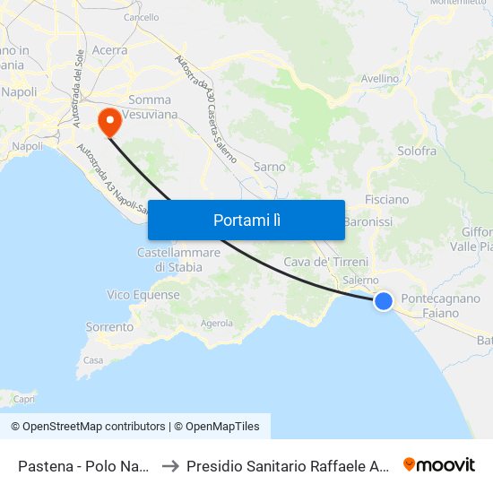 Pastena  - Polo Nautico to Presidio Sanitario Raffaele Apicella map