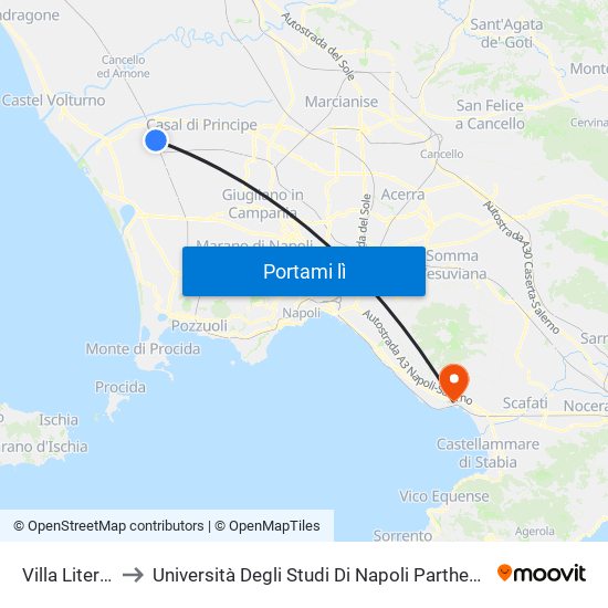 Villa Literno to Università Degli Studi Di Napoli Parthenope map