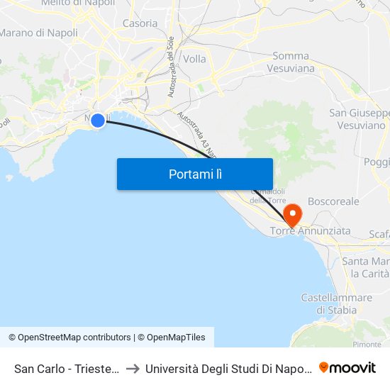 San Carlo - Trieste E Trento to Università Degli Studi Di Napoli Parthenope map
