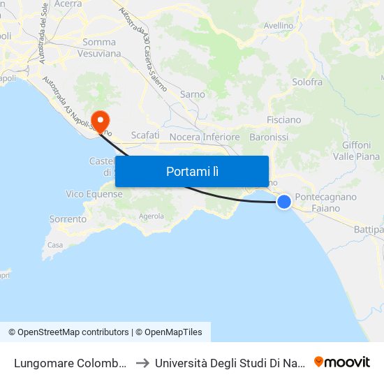 Lungomare Colombo Mercatello to Università Degli Studi Di Napoli Parthenope map