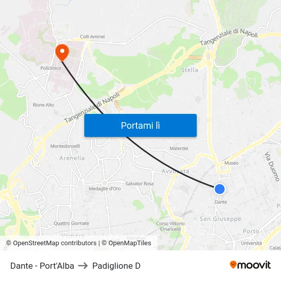 Dante - Port'Alba to Padiglione D map