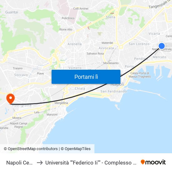 Napoli Centrale to Università ""Federico Ii"" - Complesso Di Via Claudio map