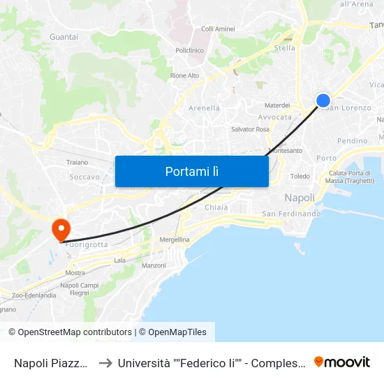 Napoli Piazza Cavour to Università ""Federico Ii"" - Complesso Di Via Claudio map