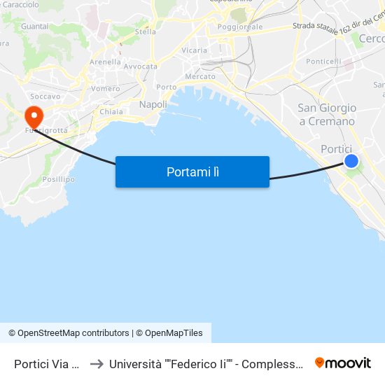 Portici Via Libertà to Università ""Federico Ii"" - Complesso Di Via Claudio map