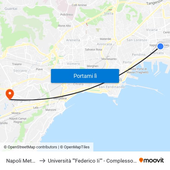 Napoli Metropark to Università ""Federico Ii"" - Complesso Di Via Claudio map