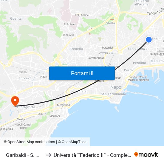 Garibaldi - S. Maria Fede to Università ""Federico Ii"" - Complesso Di Via Claudio map