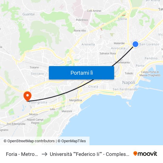 Foria - Metropolitana to Università ""Federico Ii"" - Complesso Di Via Claudio map