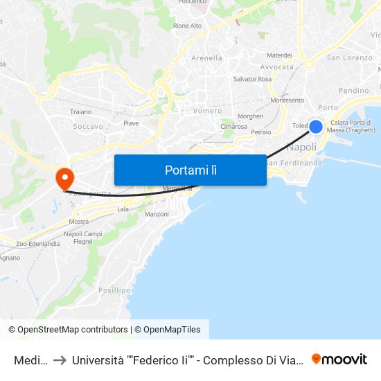 Medina to Università ""Federico Ii"" - Complesso Di Via Claudio map