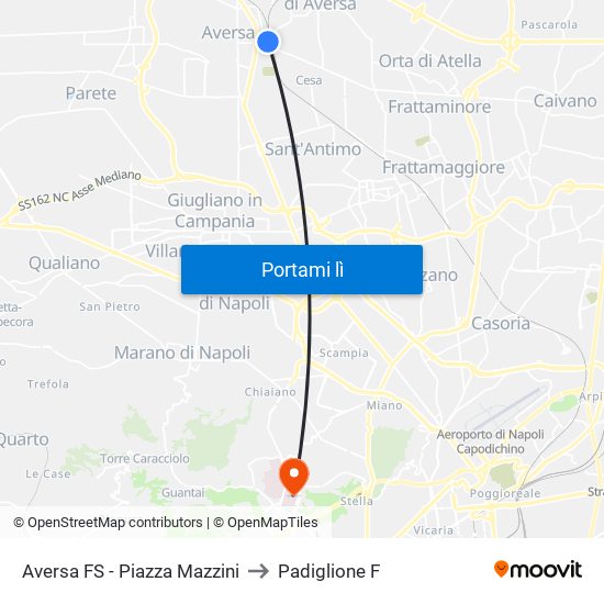 Aversa FS - Piazza Mazzini to Padiglione F map