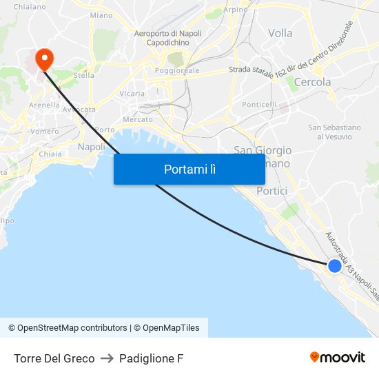 Torre Del Greco to Padiglione F map