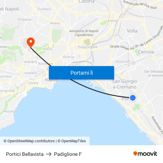 Portici Bellavista to Padiglione F map