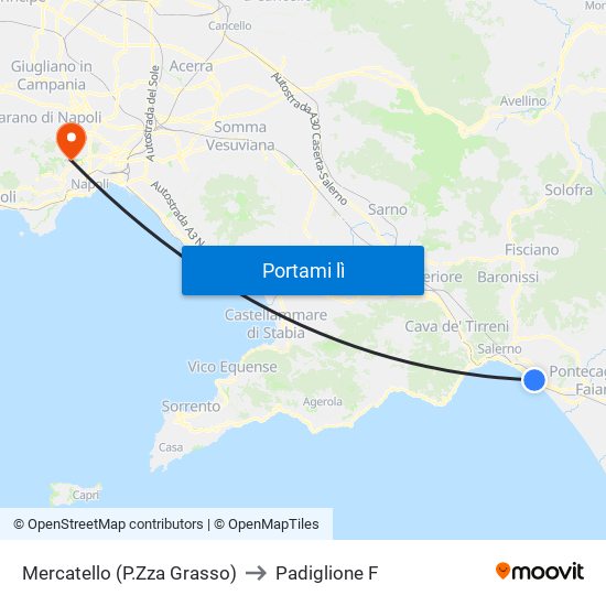 Mercatello (P.Zza Grasso) to Padiglione F map