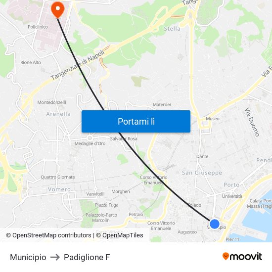 Municipio to Padiglione F map