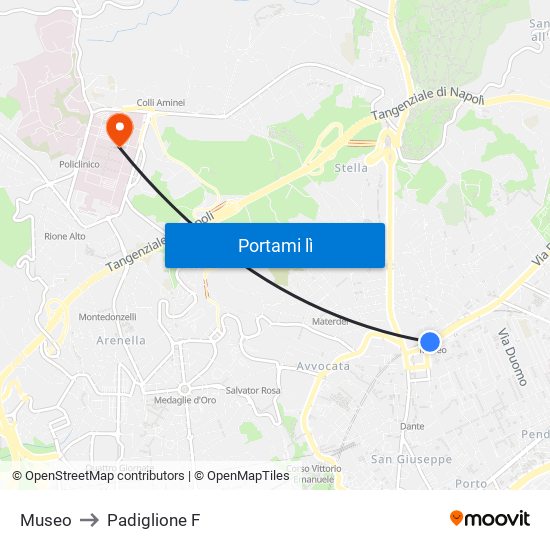 Museo to Padiglione F map