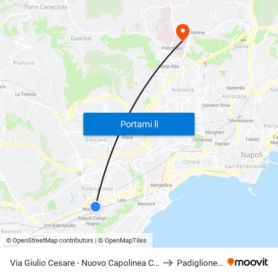 Via Giulio Cesare - Nuovo Capolinea Ctp to Padiglione F map