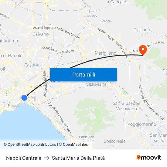 Napoli Centrale to Santa Maria Della Pietà map