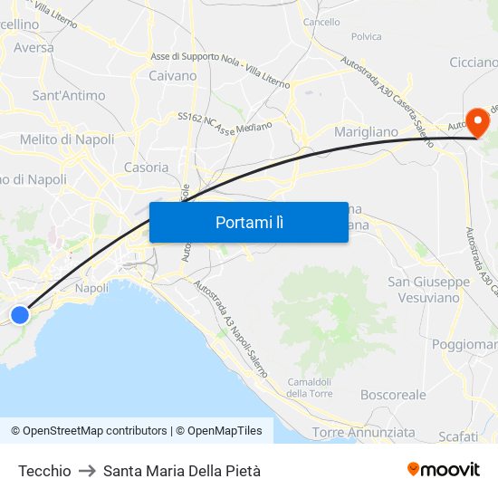 Tecchio to Santa Maria Della Pietà map