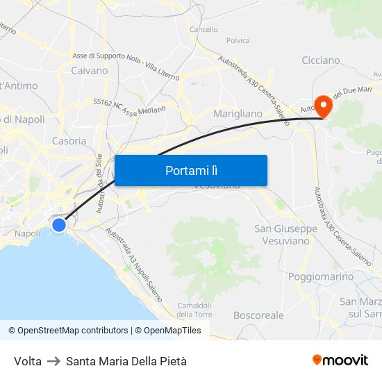 Volta to Santa Maria Della Pietà map