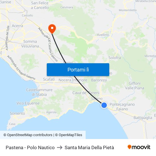 Pastena  - Polo Nautico to Santa Maria Della Pietà map