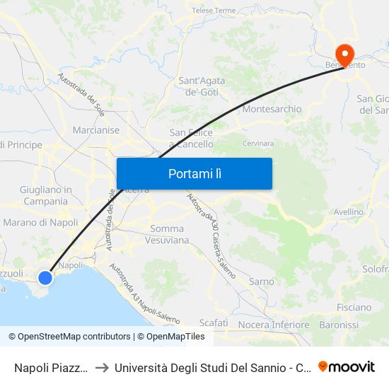 Napoli Piazza Leopardi to Università Degli Studi Del Sannio - Complesso Sant'Agostino map